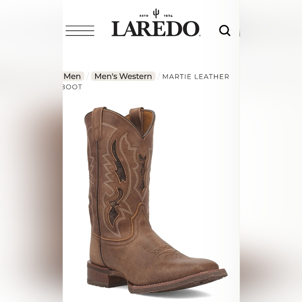 Laredo Brown Men's Western Cowboy Boot with Cutout Stitching